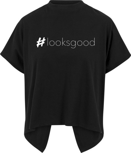 "LOOKS GOOD" Ladies Overlap Turtleneck Tee