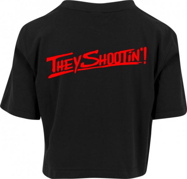 "THEY SHOOTIN" Ladies Short Oversized Tee